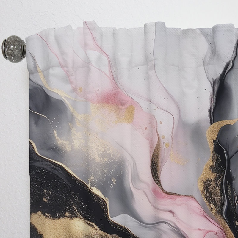 Rideau en velours noir or noir Marble Splash II - obscurcissant - 1 panneau, L 52 po x L 120 po