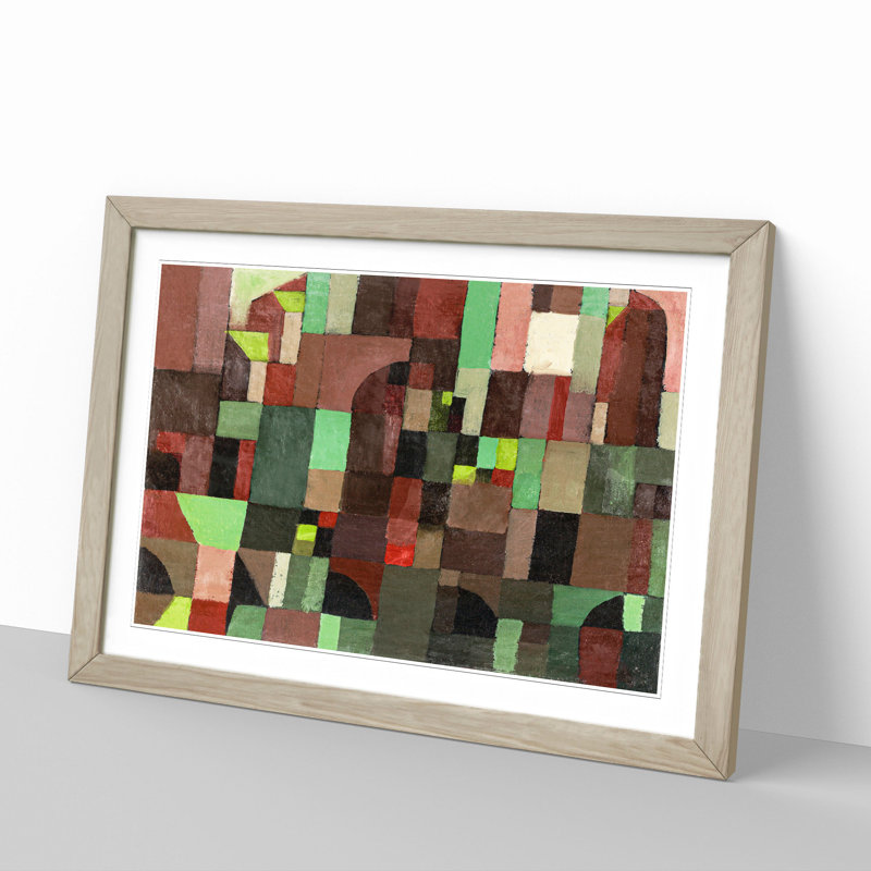 Red and Green Architecture by Paul Klee - Picture Frame Painting, 27cm H x 36cm W x 2cm D, Oak Framed