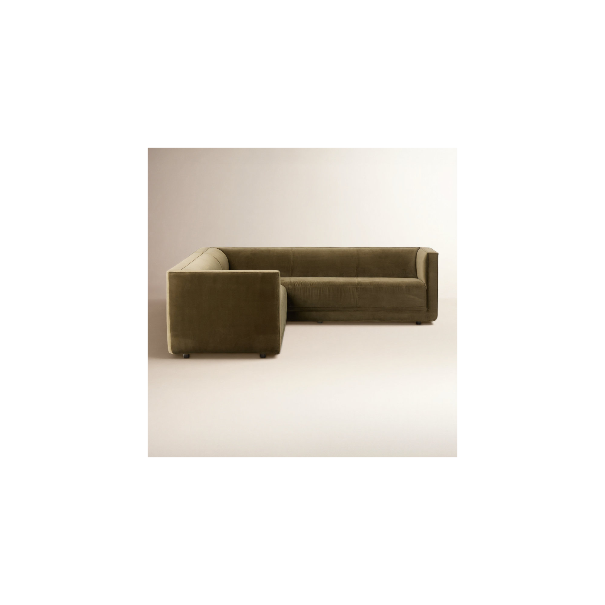 Fitch 119" 2 - Piece Upholstered Corner Sectional, Left Hand Facing, Surrey Olive Performance Velvet