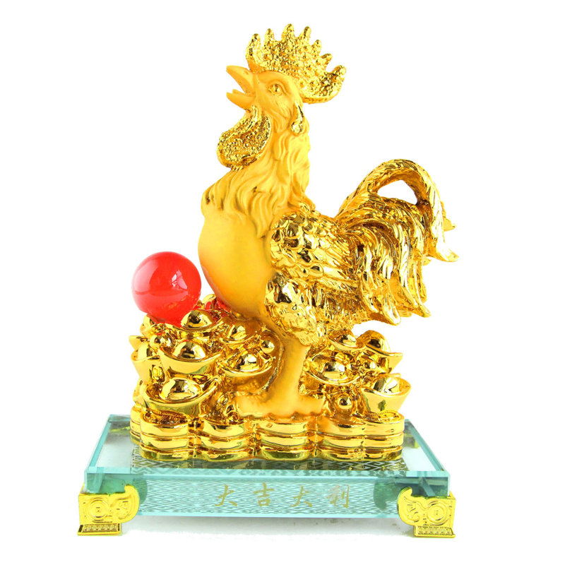 Figurine coq avec lingots pour l'année