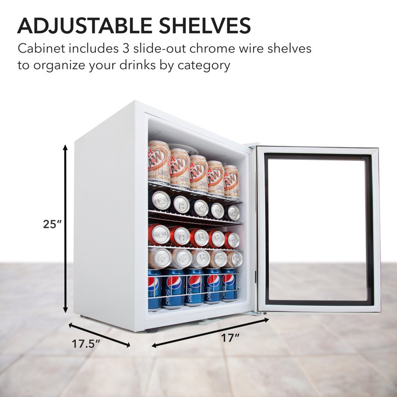 Compact Stainless Steel Freestanding Beverage Refrigerator with Glass Door