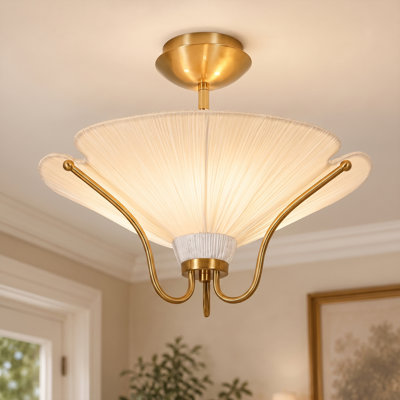 Floravelle 3-Light Fabric Shade Flush Mount Ceiling Light