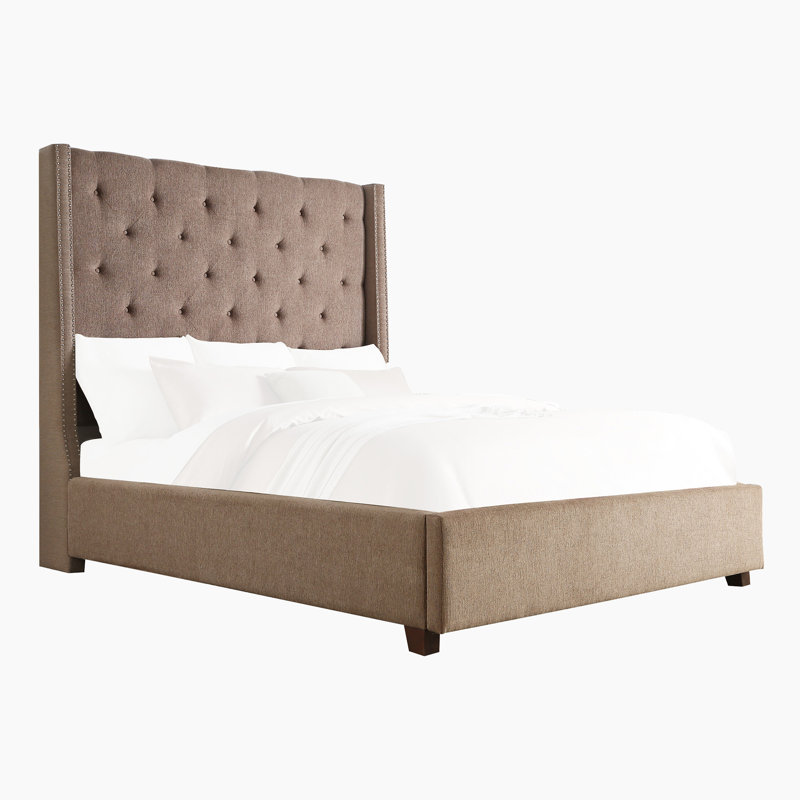 Lit plateforme tapissier avec rangement Laylagrace, Complète, gris