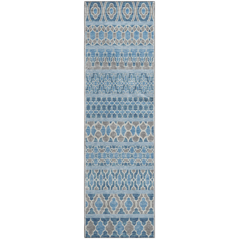 Premium Machine Washable Prisco Sky Rug, Runner 2'3" x 7'6"