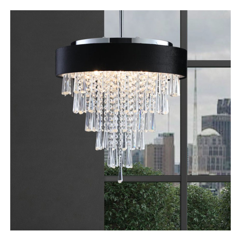 Lustre rond en cristal à niveaux