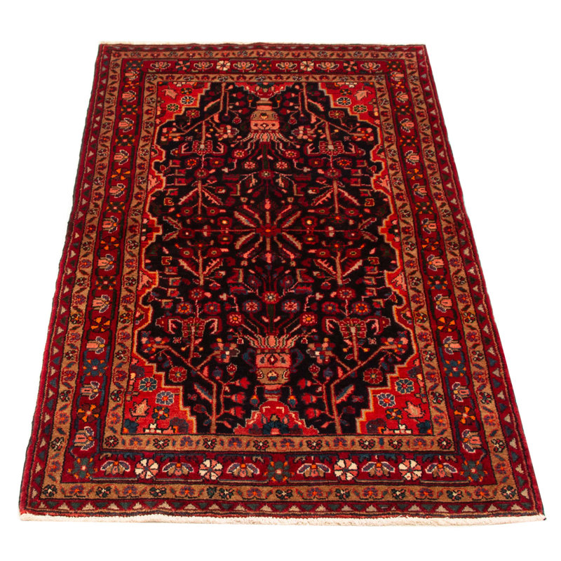 Tapis noir et rouge Andelz 3 pi 11 po x 7 pi 1 po