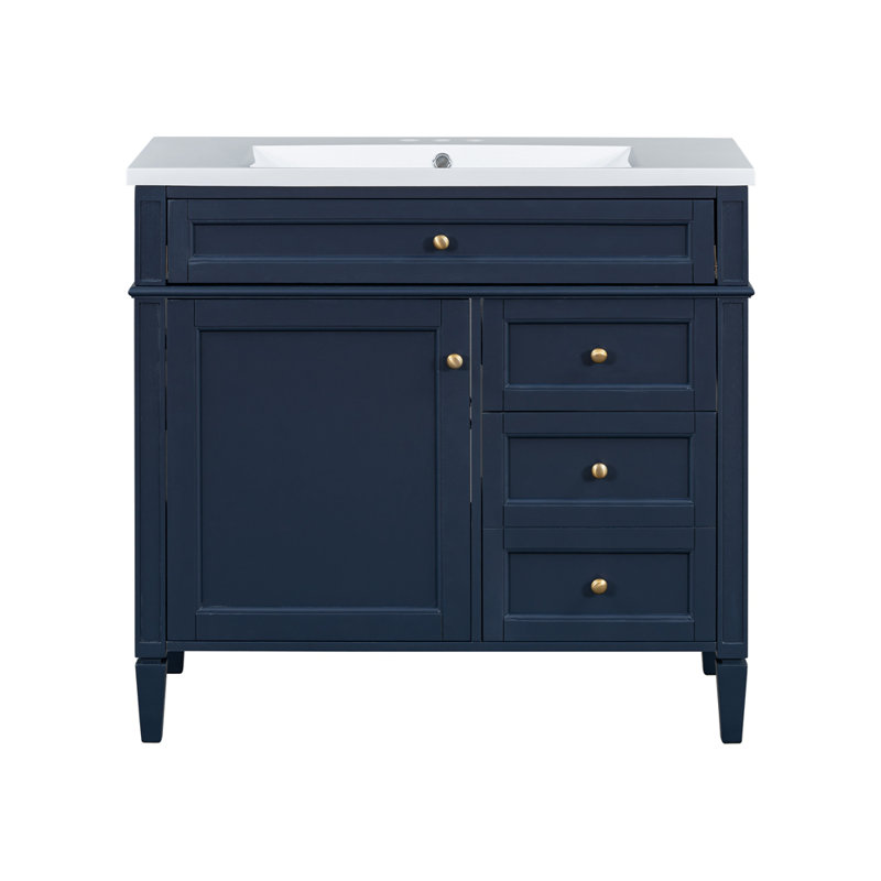 Meuble-lavabo 36 po avec lavabo supérieur, Bleu