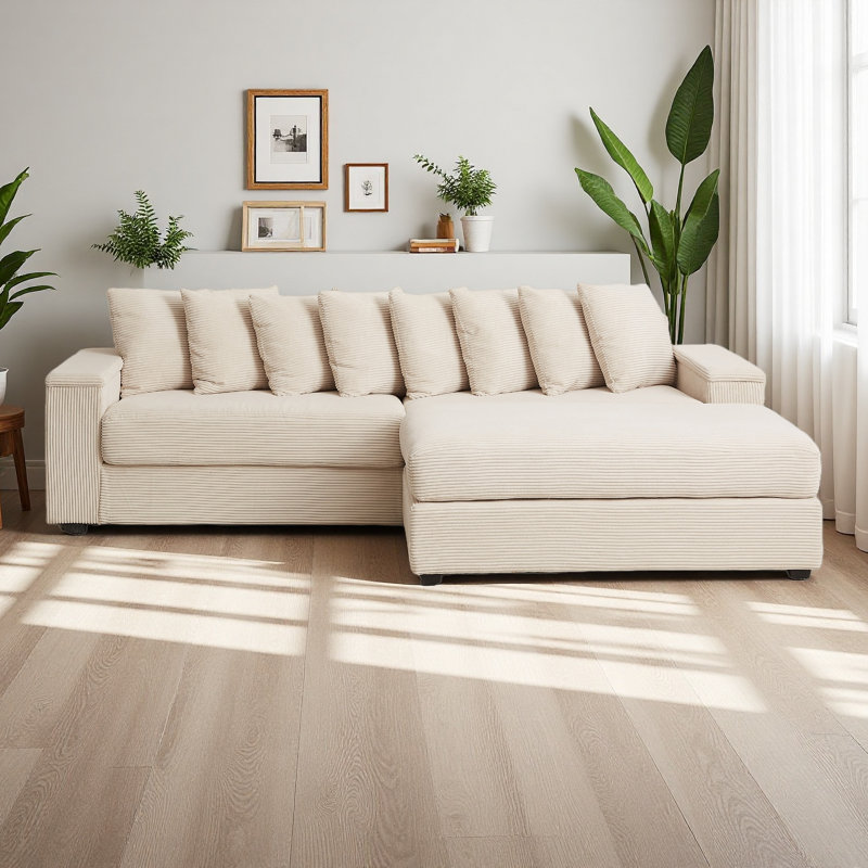 Canapé en L surdimensionné avec méridienne Luxe, Beige
