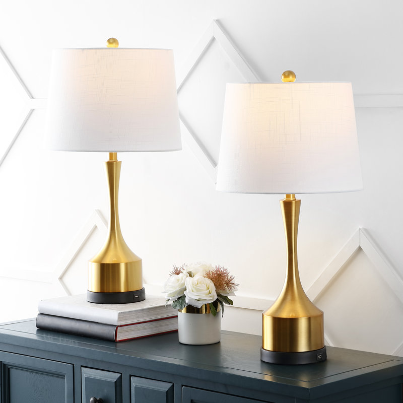 Lampe de table USB Cooper, Laiton doré