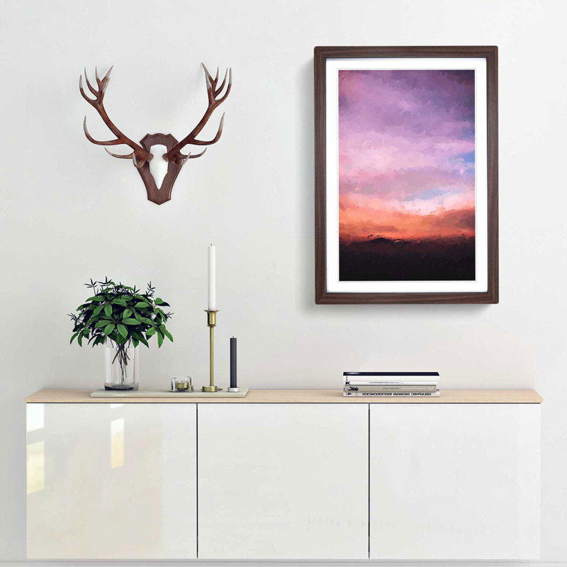 Sky Above the Mountain in Abstract - Picture Frame Graphic Art Print, 65cm H x 48cm W x 2cm D, Walnut Framed
