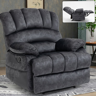 Large Manual Recliner Chair in Fabric for Living Room