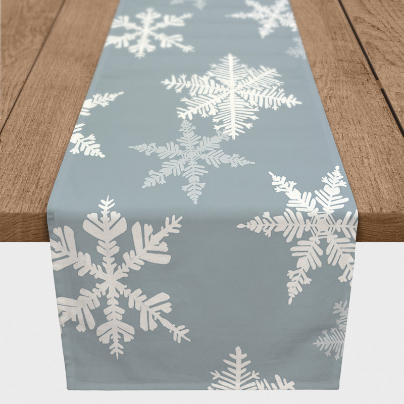 Blue Snowflake Pattern Table Runner, 90" L x 16" W