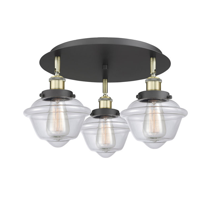 Grourke Glass Flush Mount, Clear, Black Antique Brass