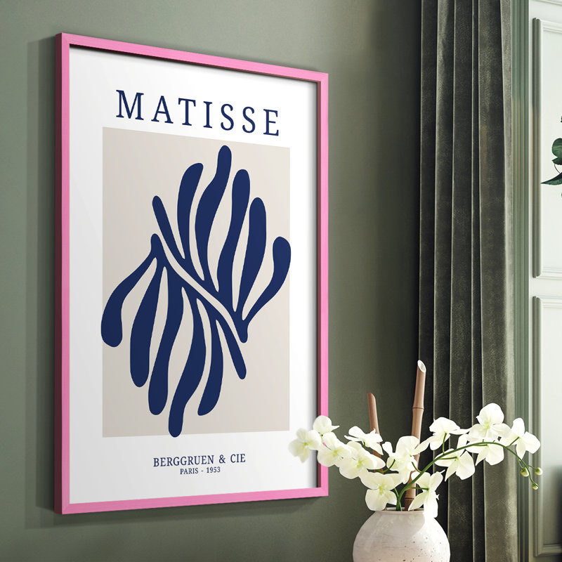 Matisse CDXII, reproduction encadrée - bois massif, H 10 po x l 8 po, Cadre photo rose simple
