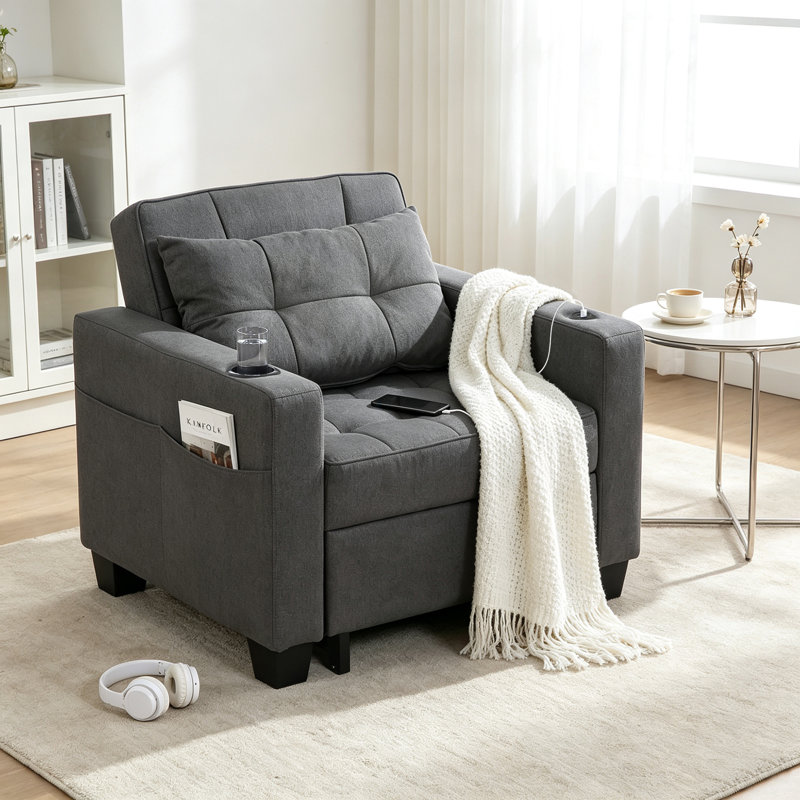 Fauteuil d'appoint à dossier convertible simple Marcio, null