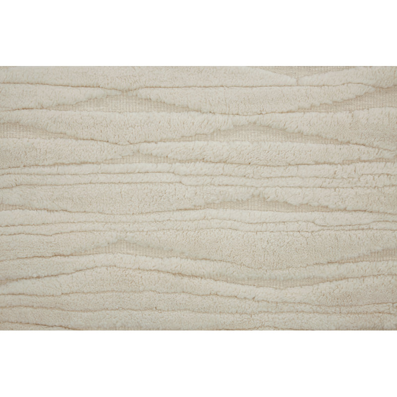 Rectangle Abstract Hand-Knotted Wool Area Rug in Ivory, Rectangle 6' x 9'