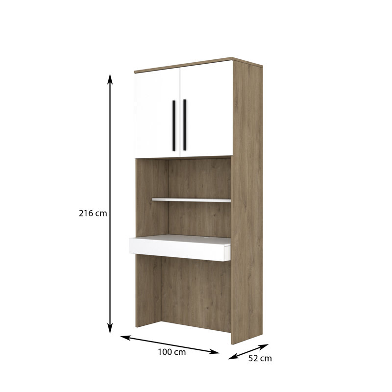 Jazmane 100CM W Rectangular Computer Desk with Hutch and Cabinet