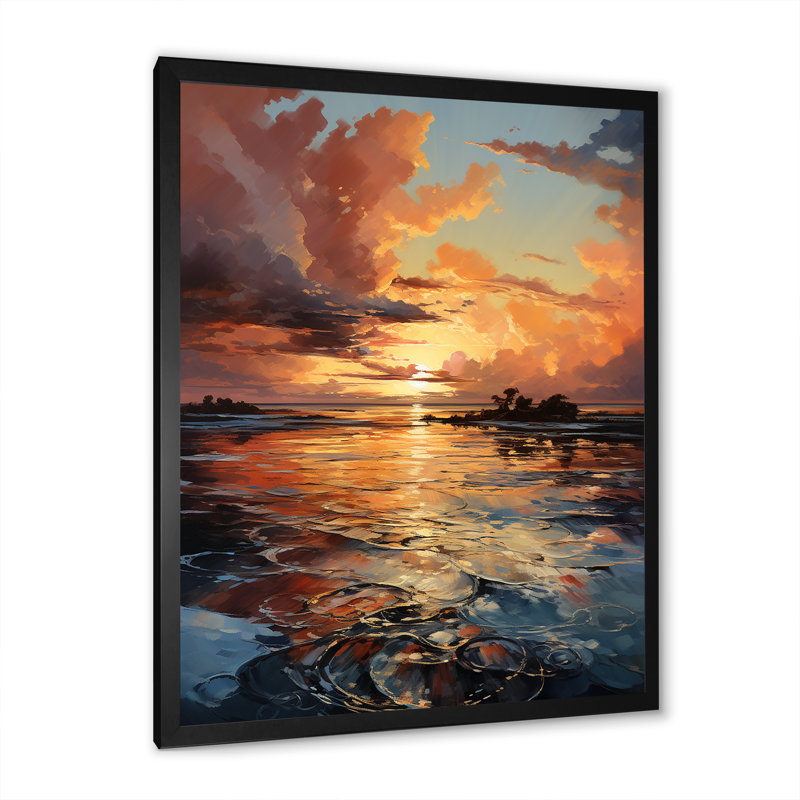 Beardstown Sunset Ocean Horizons I - impression, Cadre photo noir, H 32 po x l 24 po x P 1 po