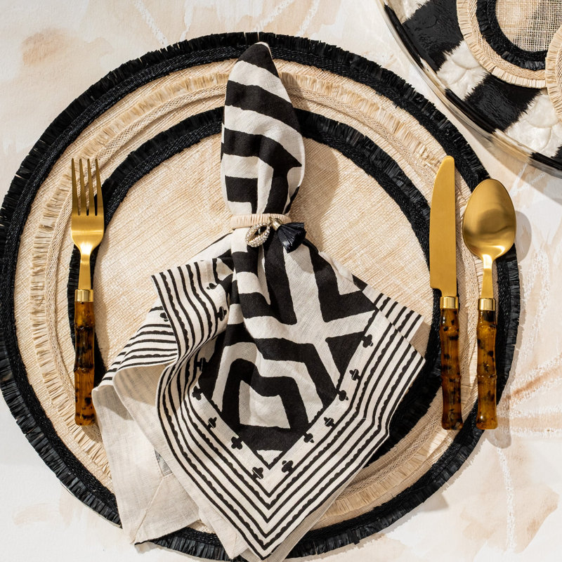 100% Abaca Round Placemats, Black