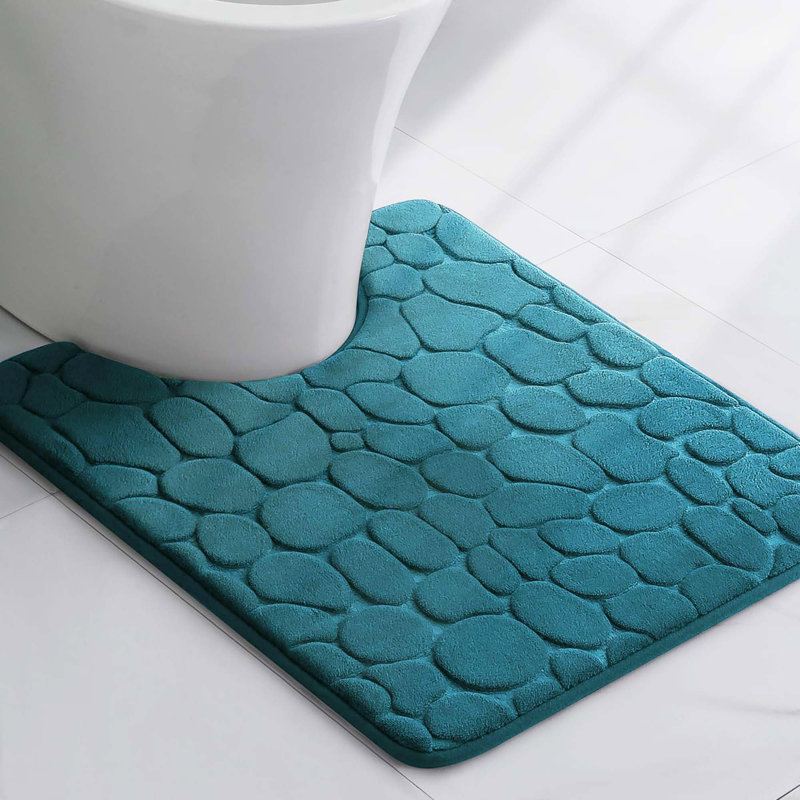 Tapis de bain Contour en mousse viscoélastique 3D galet L 20 po x l 20 po, Bleu sarcelle