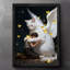 Art mural rétro noir, ange, chat blanc, embrassant un enfant, impressions sur toile de style rétro-831407165