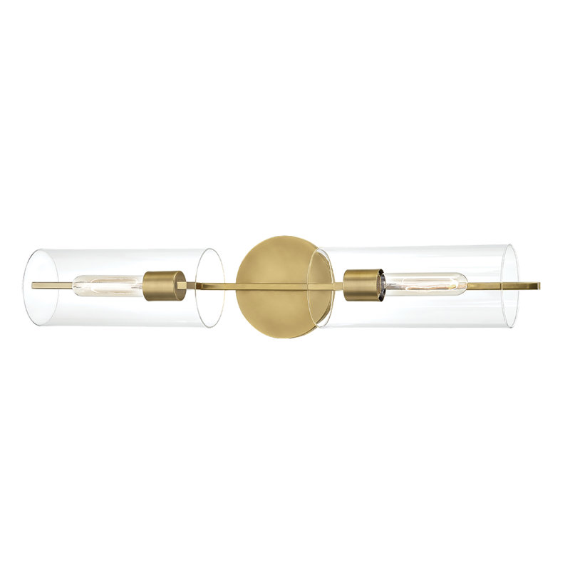 Ariel 2 Light Wall Sconce, Aged Brass