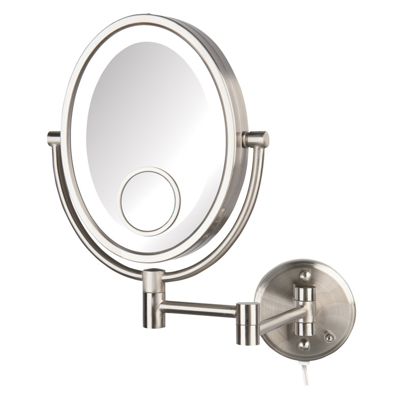 Chou 8" x 10" Lighted Wall Mount Magnified Makeup Mirror, Plug In