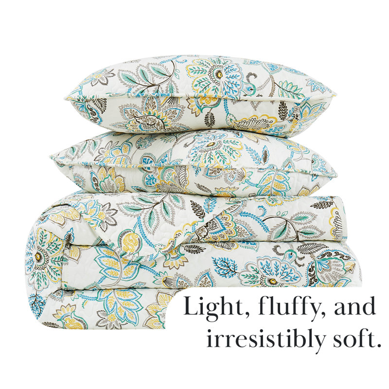 Ensemble de courtepointe en microfibre crème Wanderlust, Courtepointe grand + 2 couvre-oreillers standard