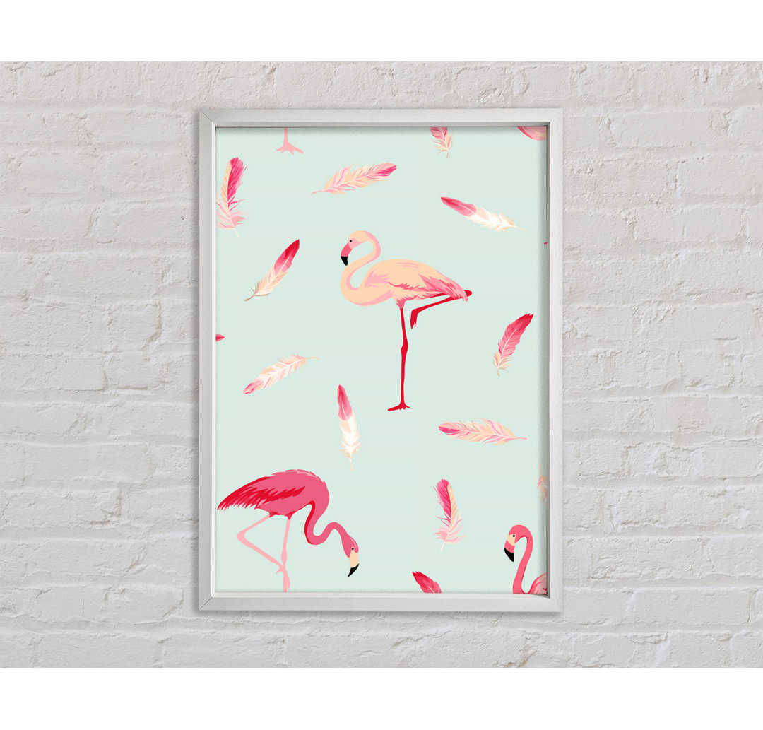 Rosa Flamingo-Federn - Einzelner Bilderrahmen Kunstdrucke auf Leinwand