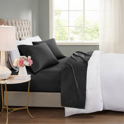 Cooling Cotton Blend 4 PC Sheet Set For Queen Beds, Perfect For Hot Sleepers With Moisture Management