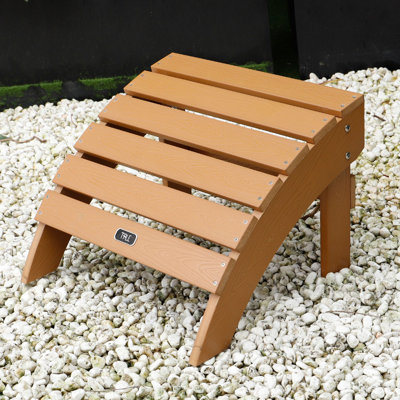 Brown Adirondack Ottoman Footstool - All-Weather Fade Resistant Plastic Wood, Minimalist Multifunctional Outdoor Furniture For Lawn Terrace Garden Porch