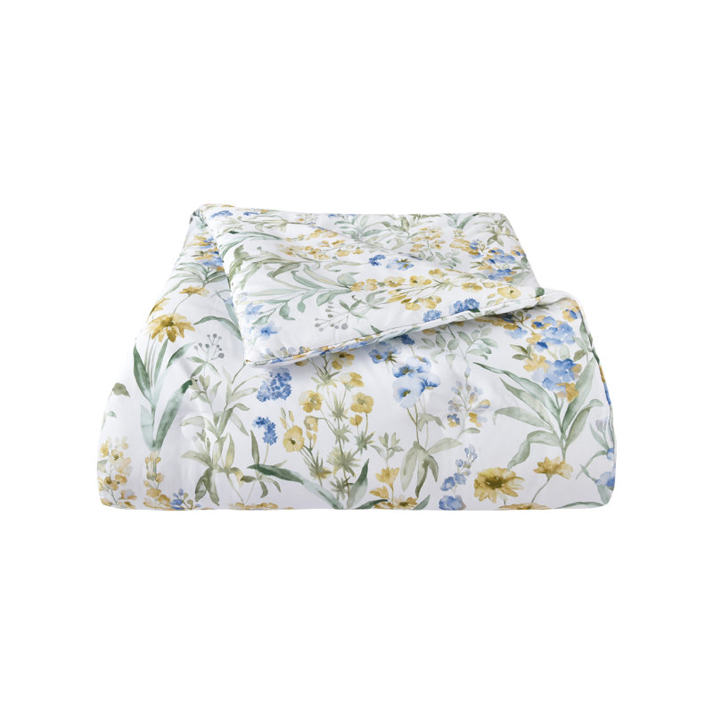 Tahlia Blue Floral Microfiber Full Comforter Set