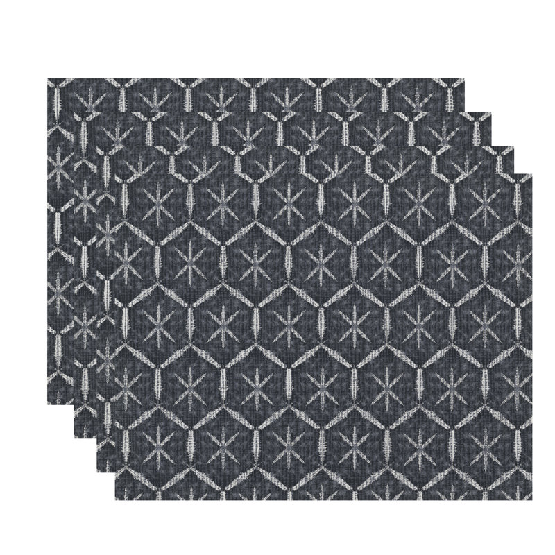 Avalon Polyester Geometric Rectangle Placemat, Black