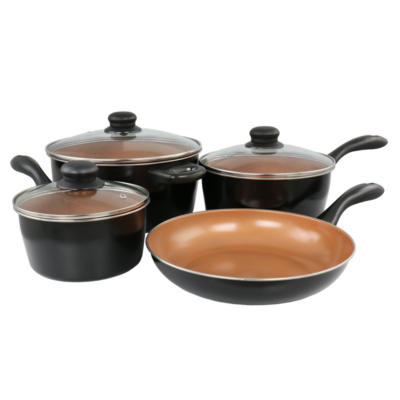 Armada 7-Piece Black and Copper Nonstick Carbon Steel Cookware Set