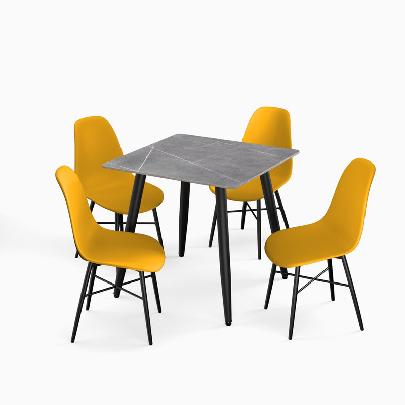 4 - Person Dining Set, Armani Grey, Yellow