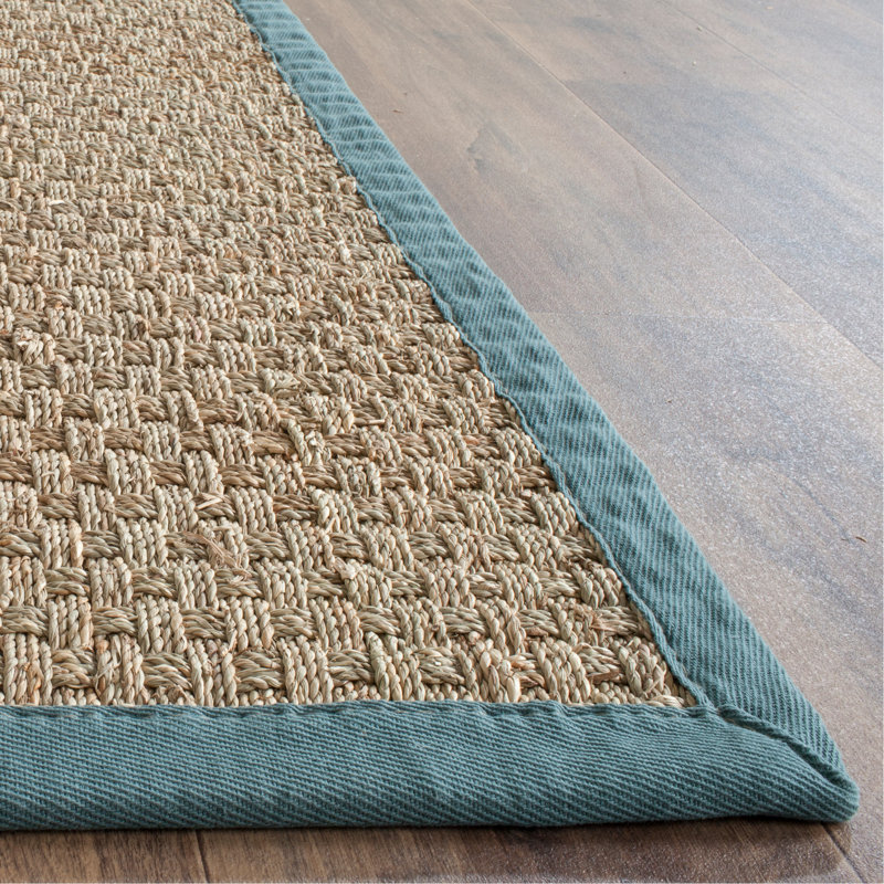 Auckland Natural/Light Blue Rug, Rectangle 2' x 3'