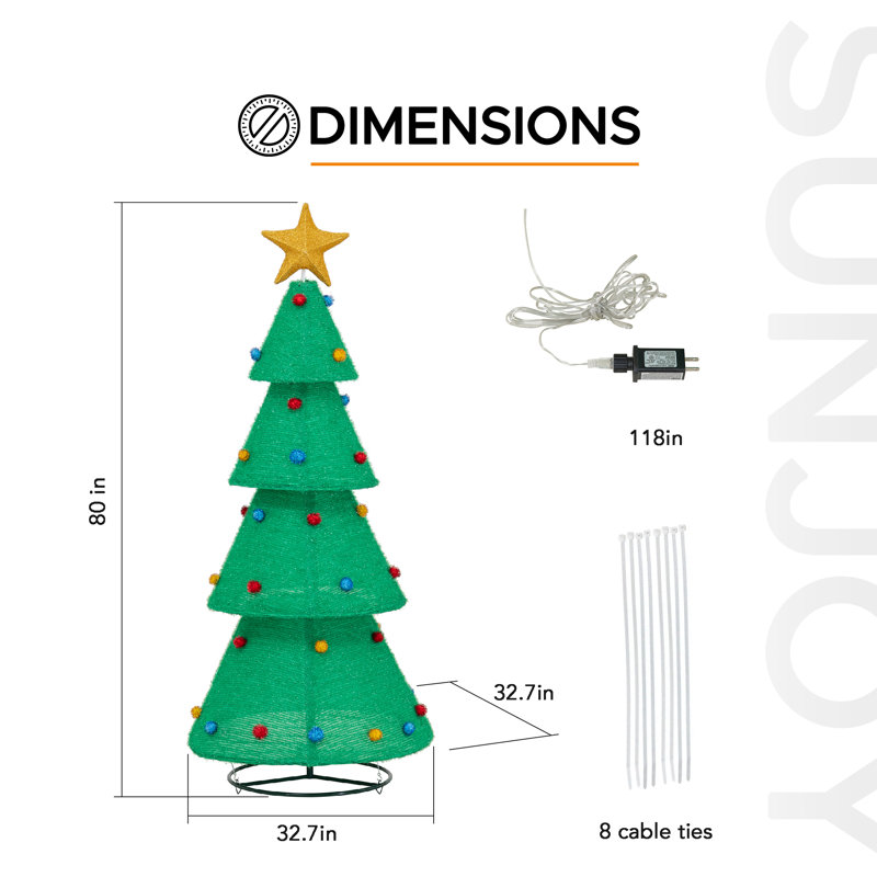 Sunjoy 77 in. Christmas Lighted Holiday Tree