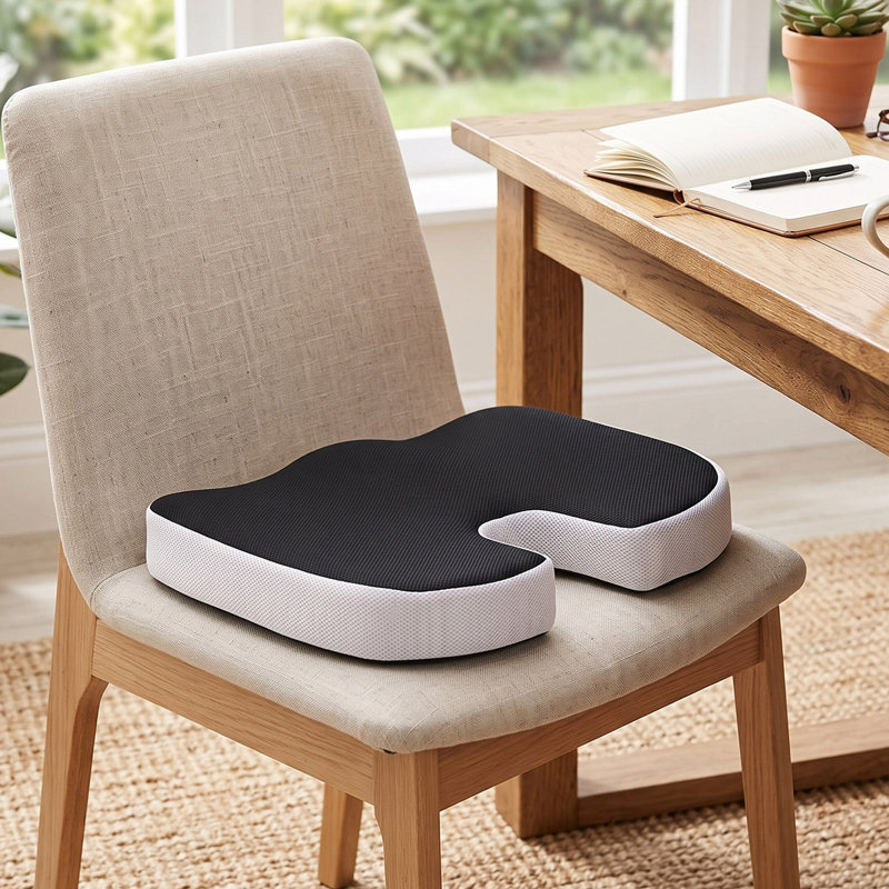 1-Piece Memory Foam Non-slip Seat Cushion, Black