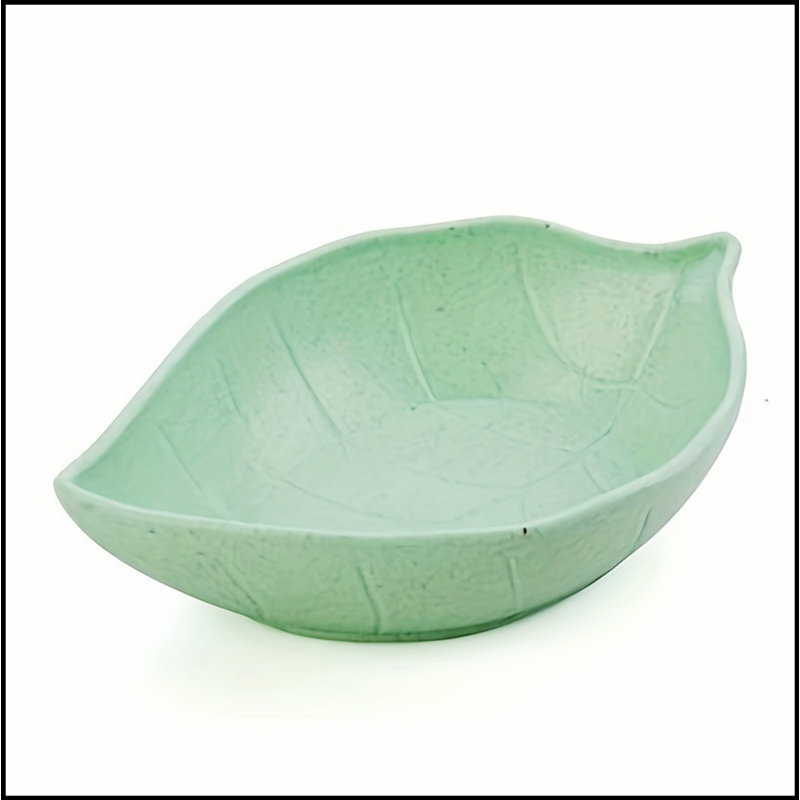 Elegant Wheat Straw Leaf-Shaped Small Dish, for Snacks, Sauces, and Seasonings, Eco-Friendly and Stylish Tableware., Green