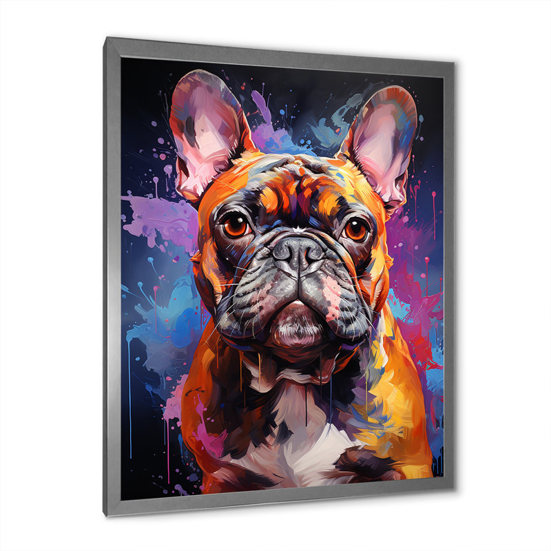 Bulldog Boldness V - reproduction sur toile, Cadre simple argenté, H 44 po x l 34 po x P 1,5 po
