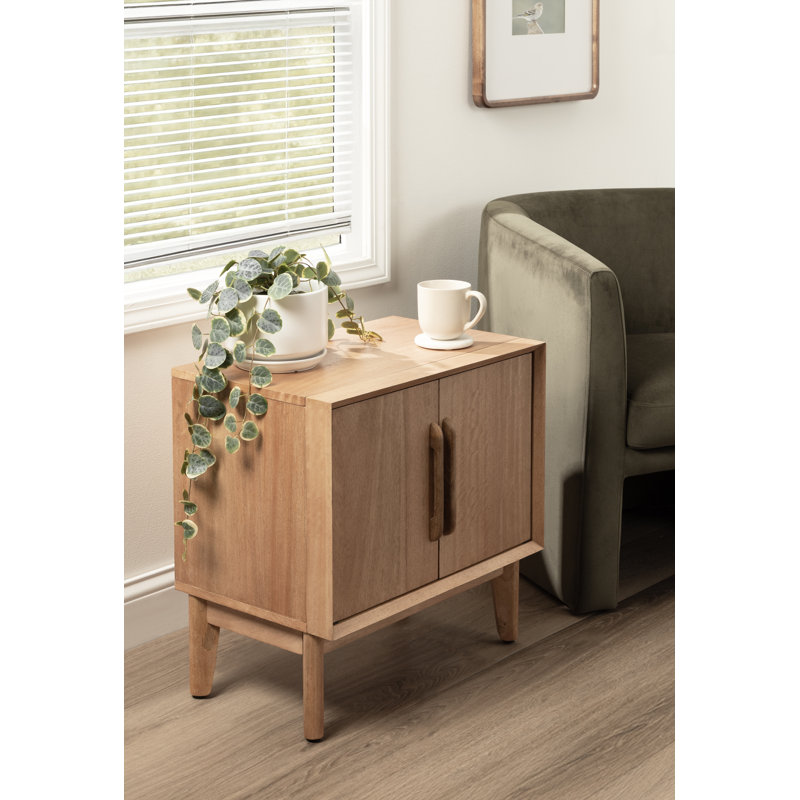 Table d'appoint en bois de manguier avec armoire de rangement McCutcheon, Tanné
