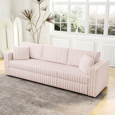 106,3 po. Modulaire doux en rose. Confortable pour la maison. Matériaux et fonctionnalité de rangement dans le salon rose. 3 avec tissu. Structure en métal et revêtement en microfibre. Combinaison d'espace