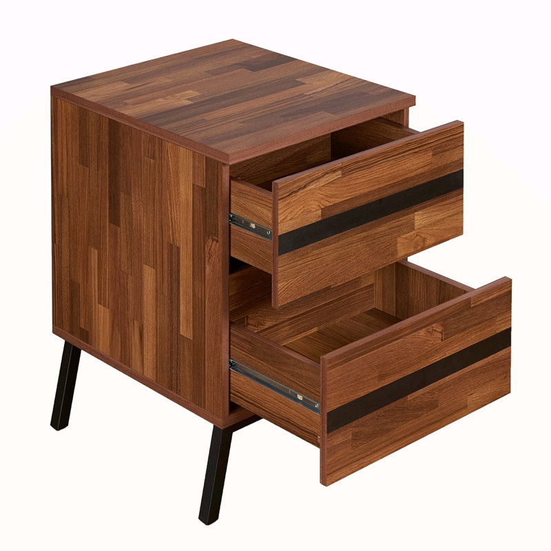 Walnut And Sandy 2-Drawer Nightstand