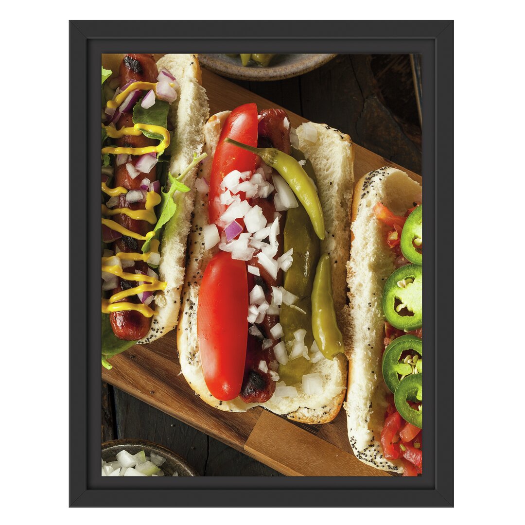 Gerahmtes Wandbild Amerikanische Hotdogs