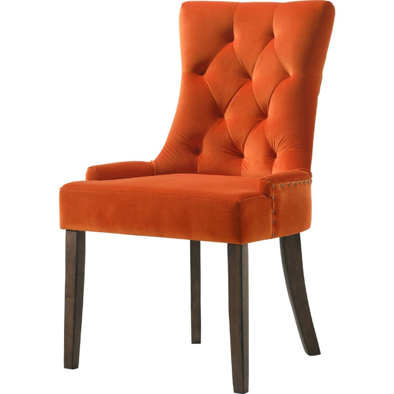 Shyann 18'' H Tufted Upholstered Side Chair, Orange