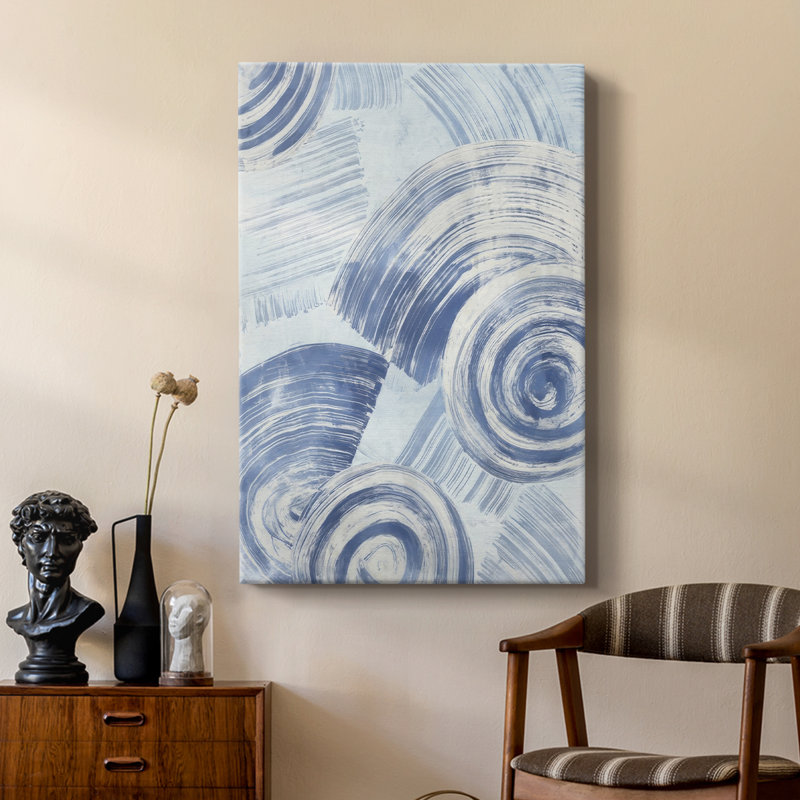 Motif bleu Nautilus II - galerie Cavas sur mesure, H 18 po x l 12 po