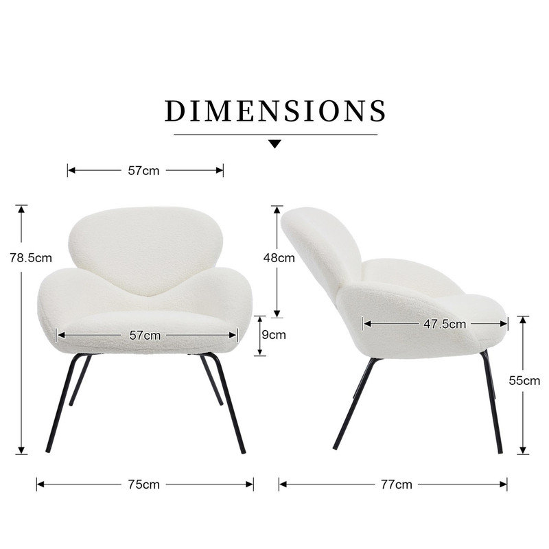 Metal Accent Stool, White, Faux Fur