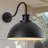 1-Lamp black round dimmable wrought iron wall lamp