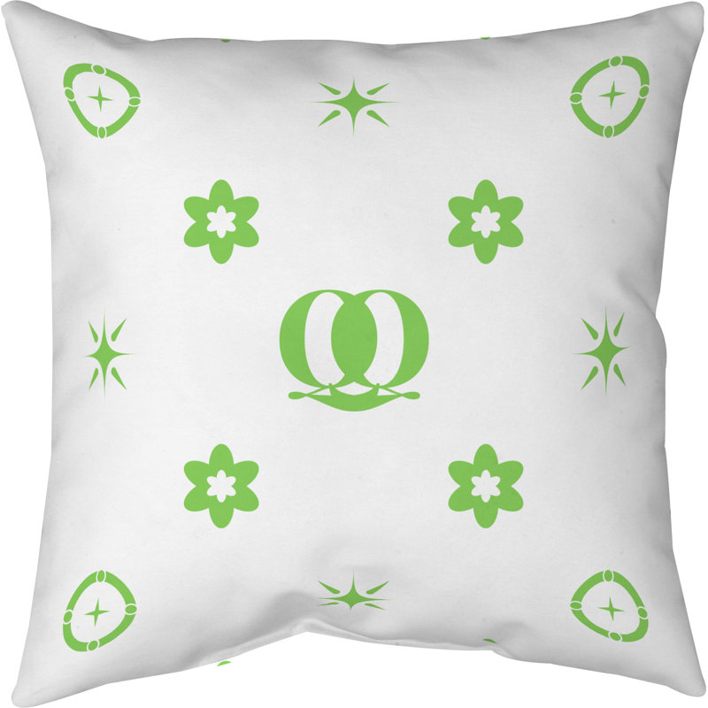 Coussin en polyester filé personnalisable 2 caractères de luxe Q Khieu Luxury, Blanc/vert, Oui