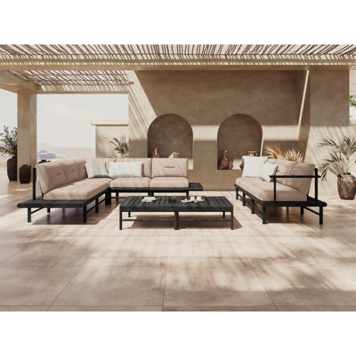 230cm Wide Metal Patio Sofa with Cushions